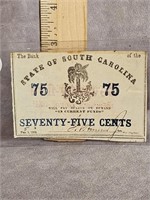 1863 STATE OF SOUTH CAROLINA 75 CENTS