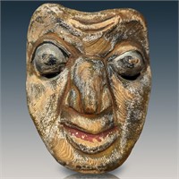 A Strange Hand Painted Wooden Mask, More Informati