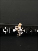 14k Gold and Silver Feather Ring