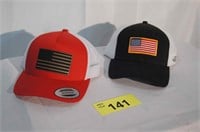 NEW (2) Trucker Caps w/Flag Patches