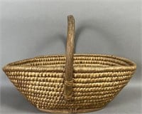 Rare wooden handled and footed rye straw