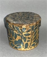 Early small size wallpaper covered lidded box ca.