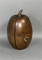 Melon shaped fruitwood tea caddy ca. 19th