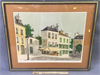 Signed & Numbered French Street Scene Lithograph