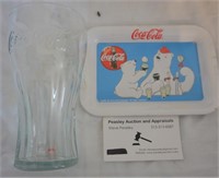 Coke glass; small Coke tray