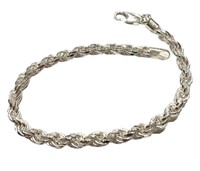 Sterling Silver Rope Chain Bracelet