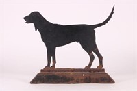 Metal Silhouette of Setter Dog, Mounted on Heavy