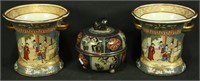 PAIR OF VASES & LIDDED CHINESE BOWL