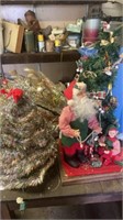 Christmas lot, Santa elf, Christmas tree, lights,