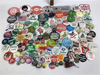Assorted Pin Button Collection, including