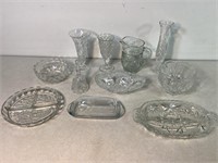 11pc Crystal Glassware,Vases,Serving Dishes, Bell