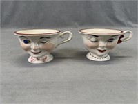 Pair of Ridgeway Winking Tea Cups