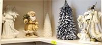 GROUP OF SANTAS AND TREES, DEPT 56, MISC