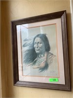 FRAMED BILL HAMPTON NATIVE AMERICAN PRINT