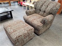 UPHOLSTERED CHAIR AND OTTOMAN