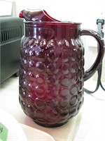 Glass Cranberry pitcher