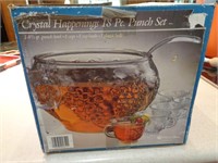 Vintage Crystal Happenings Punch Bowl Set in Box