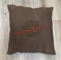 Brown throw pillow (small room)