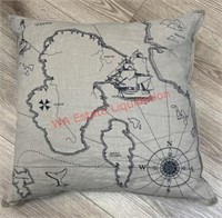 Black & tan Vintage world map throw pillow (small