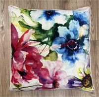 Bright floral velvet throw pillow (small room)