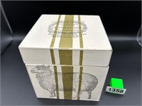 6.5" square box with lid upcycled sheep