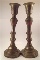 Hand painted Brass Candlesticks