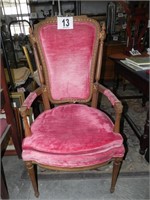 19th Century Victorian Style Rose Velvet Chair