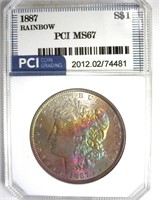 1887 Morgan MS67 Rainbow LISTS $1700