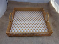 Square Handled Metal & Glass Tray - NEW