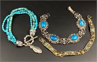 Sterling silver turquoise and more bracelet lot