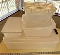 Miscellaneous plastic totes with lids