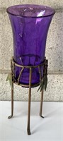 Purple Glass Decorative Candle Holder