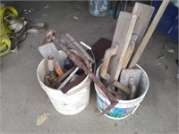 2 buckets of mason tools