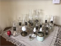 Large Lot of Oil Lamps