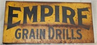 "Empire Grain Drills" painted steel sign, 2 sides,