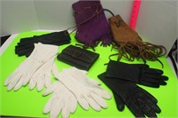 Vintage Ladies Gloves and Leather Pouches