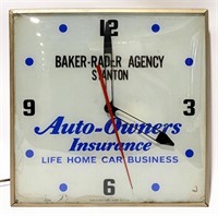 Vintage Auto-Owners Insurance Adv. PAM Clock