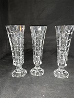 3 CRYSTAL 6.5 “ BUD VASES