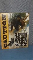 New caution Slippery When Wet metal sign 11.5 in