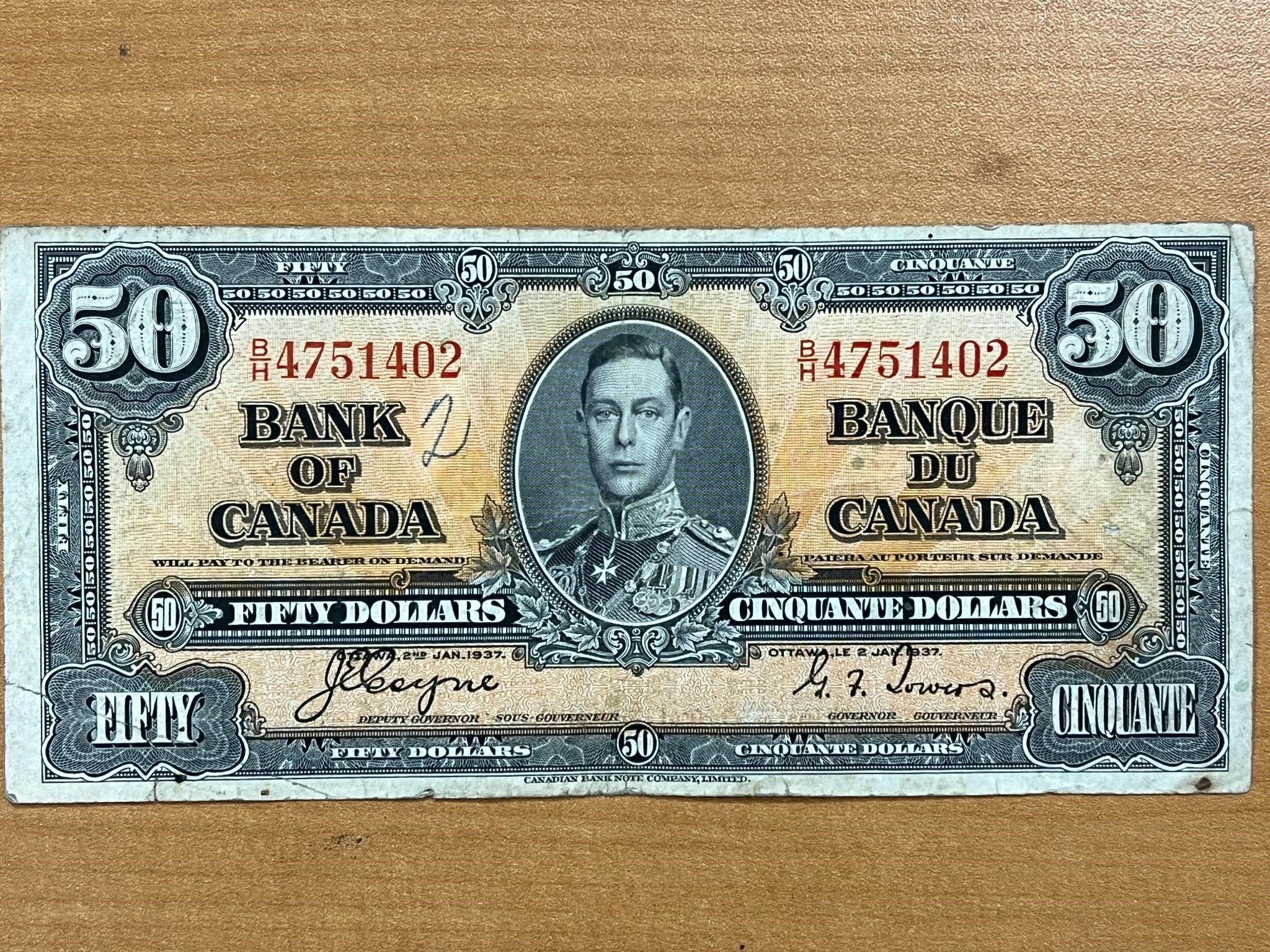 1937 Cdn $50 George VI Bank Note