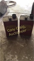 (2) Old Metal 1 Gallon  Gas Cans