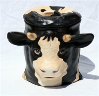 Black & White Bull Cow Cookie Jar Glass Eyes