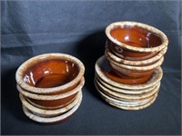 Hull Brown Drip Bowls with Snack Plates