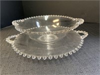 Candlewick handled serving bowl & plate