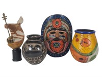 Folk Art Pottery Grouping