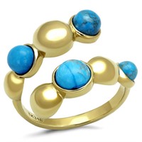 Vibrant 14k Gold Ip .88ct Turquoise Ring