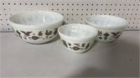 Three Pc. Pyrex Early American Mixing Bowl Set