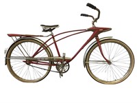 Vtg Red Sears Bike 1950s Built In Light Spaceliner