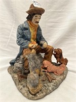 Figure of a man & his dogs 8"