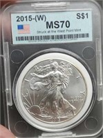 2015-(W) slab Silver Eagle, GSAC MS70